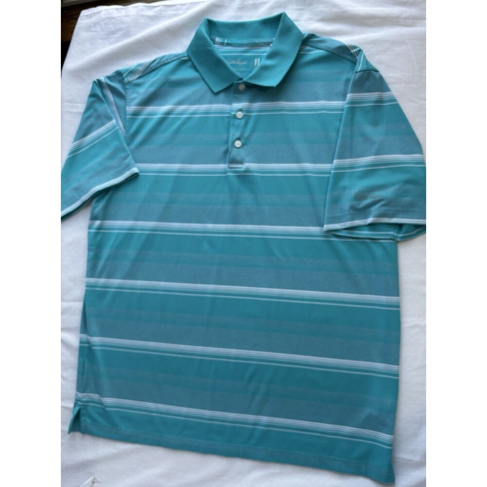 Walter Hagen Stretch Golf Polo Shirt Men’s Size Large Bright Blue Striped Shirt